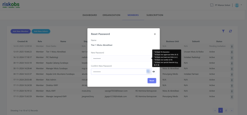 Admin Reset Password Form admin-reset-password-form